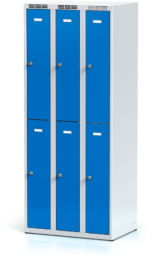 Dělená šatní skříň plechová s vloženými dvouplášťovými dveřmi - šestidílná A3M 30 3 2 A (Aldop)