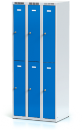 Dělená šatní skříň plechová s vloženými jednoplášťovými dveřmi - šestidílná  L3M 25 3 2 A (Alsin)