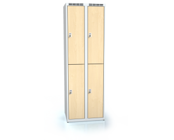 Dělená šatní skříň plechová s vloženými lamino dveřmi - čtyřdílná  D3M 30 2 2 A (Aldera)
