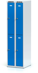 Dělená šatní skříň plechová s vloženými jednoplášťovými dveřmi - čtyřdílná L3M 30 2 2 A (Alsin)