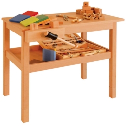 Dětský dřevěný truhlářský stůl se svěrákem 0D301
