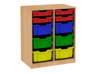 Dřevěná dětská skříň s plastovými boxy - nízká /široká