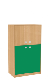 Dřevěná dětská skříň široká s rozdělenými dveřmi střední výška
