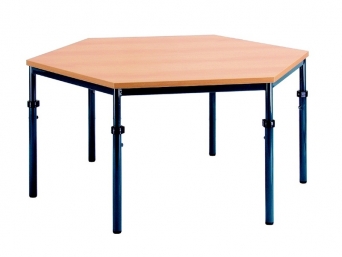 Univerzální stůl výškově stavitelný šestiúhelníkový průměr 120 cm