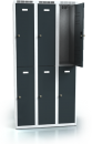 Dělená šatní skříň plechová s vloženými dvouplášťovými dveřmi - šestidílná A3M 30 3 2 A (Aldop)