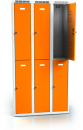 Dělená šatní skříň plechová s vloženými dvouplášťovými dveřmi - šestidílná A3M 40 3 2 A (Aldop)