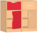 Dětská dřevěná skříňka s policemi a zásuvkou bez soklu 0L015M