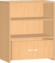 Dětská dřevěná skříňka s policemi a zásuvkou bez soklu 0L015M