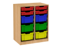 Dřevěná dětská skříň s plastovými boxy - nízká /široká