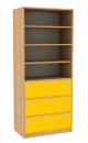 Dřevěná dětská skříň s policemi a zásuvkami široká vysoká