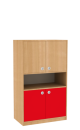 Dřevěná dětská skříň široká s rozdělenými dveřmi a policí střední výška