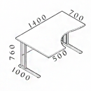 Ergonomický stůl Visio 140 x 100 cm s kovovou podnoží