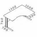 Ergonomický stůl Visio 140 x 100 cm s kovovou podnoží