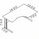 Ergonomický stůl Visio 160 x 100 cm s kovovou podnoží