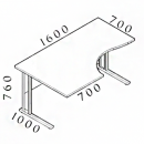 Ergonomický stůl Visio 160 x 100 cm s kovovou podnoží