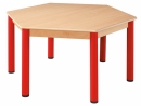 Šestihranný dřevěný stůl s rektifikační patkou průměr 120 cm - x66.11hh.color