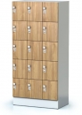 Skříň trojdílná s patnácti uzamykatelnými schránkami s naloženými dveřmi F3S 30 3 5 O AD+DD (modul 90 cm)