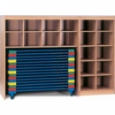 Velká úložná dřevěná skříň na lehátka a lůžkoviny 226x190x62 cm (ŠxVxH)