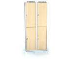 Dělená šatní skříň plechová s vloženými lamino dveřmi - čtyřdílná  D3M 40 2 2 A (Aldera)