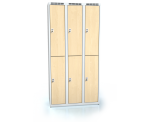 Dělená šatní skříň plechová s  lamino dveřmi - šestidílná D3M 30 3 2 A (Aldera)